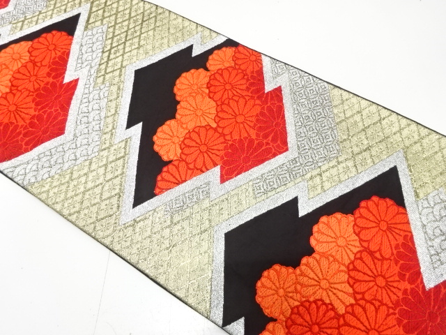 JAPANESE KIMONO / ANTIQUE FUKURO OBI / WOVEN CLASSICAL PATTERN